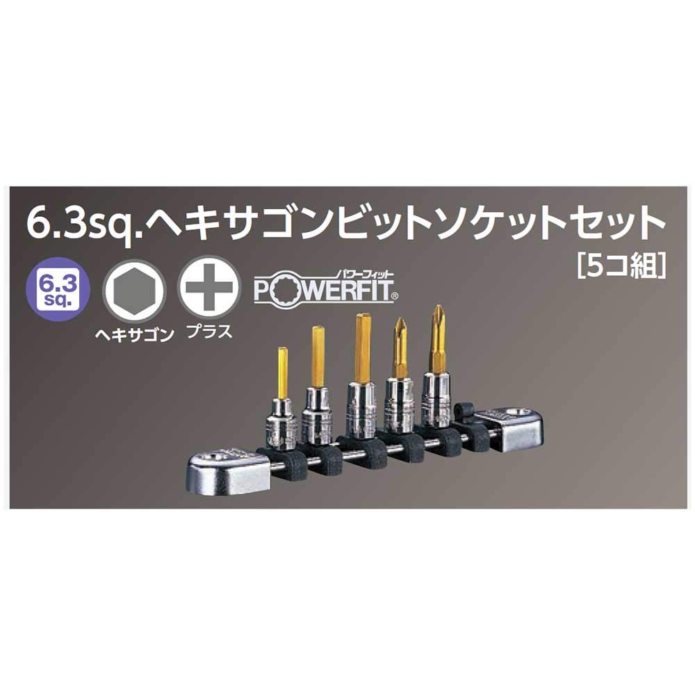 Kyoto Tool Nepros Hexagon Bit NTBT205A (KTC) 6.3mm (1/4 Inch) Set, 5-Piece Set,