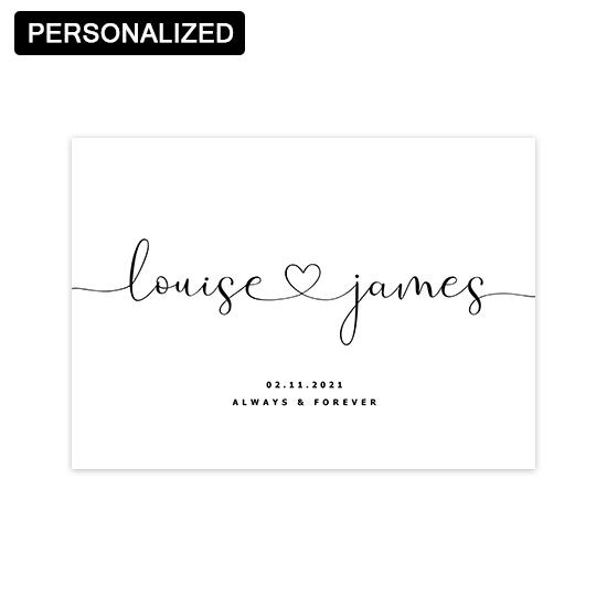 Personalized Print Custom Couple Names and Date Posters and Prints Wall Art Canvas Painting Wedding Anniversary Engagement Gift