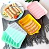 6-Grid Hot Dog Sausage Mold Food Grade Silicone Household Ham Hot Dog Making Tray Household Cake Baking Mold with Cover Kit Tool