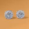 Korean Style Princess Zircon Stud Earrings: High Carbon Diamond, 50 Points, Four-Prong Square Design.