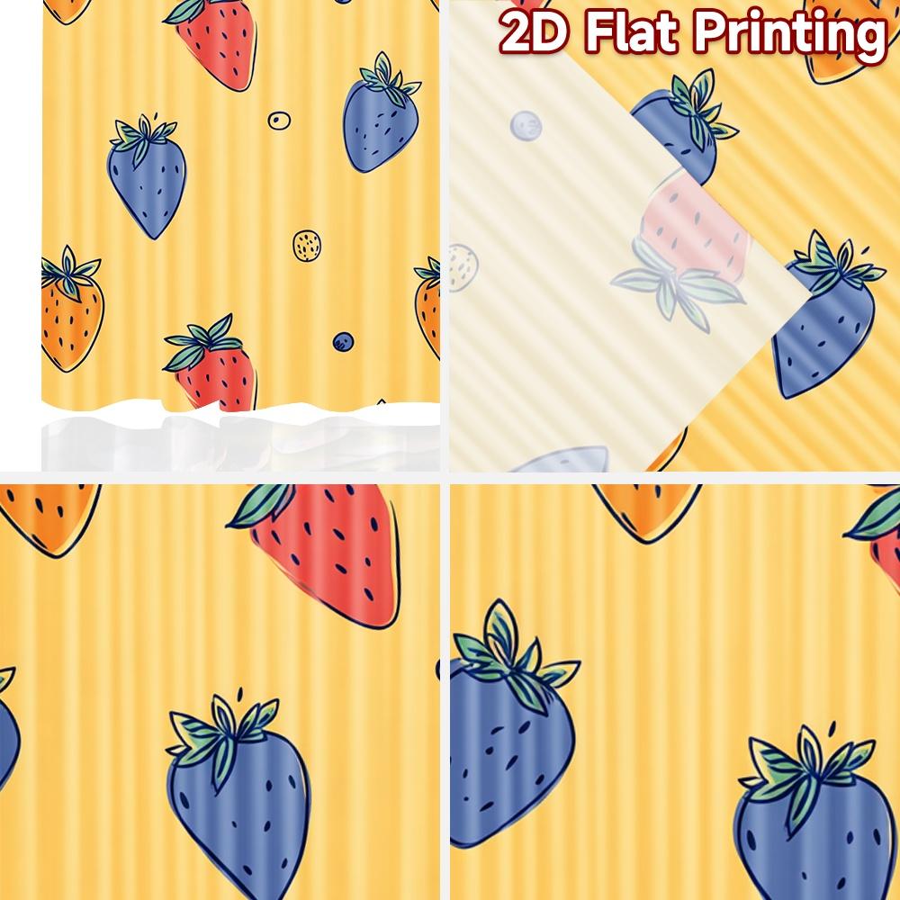 Set Of 2 Flat Printing Curtains Without Rod Fruit Celebration Pattern Holiday Valentine Is Day Printed Yarn Made Polyester