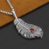 Sterling Silver Ruby Eagle Feather Pendant - Vintage Style for Men & Women