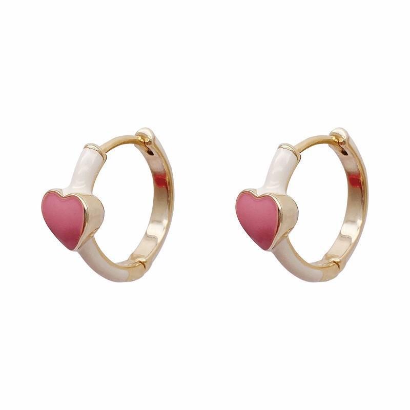 S925 Sterling Silver Pink Heart Earrings - Korean French Style, Simple & Fashionable, Niche Light Luxury Ear Studs.