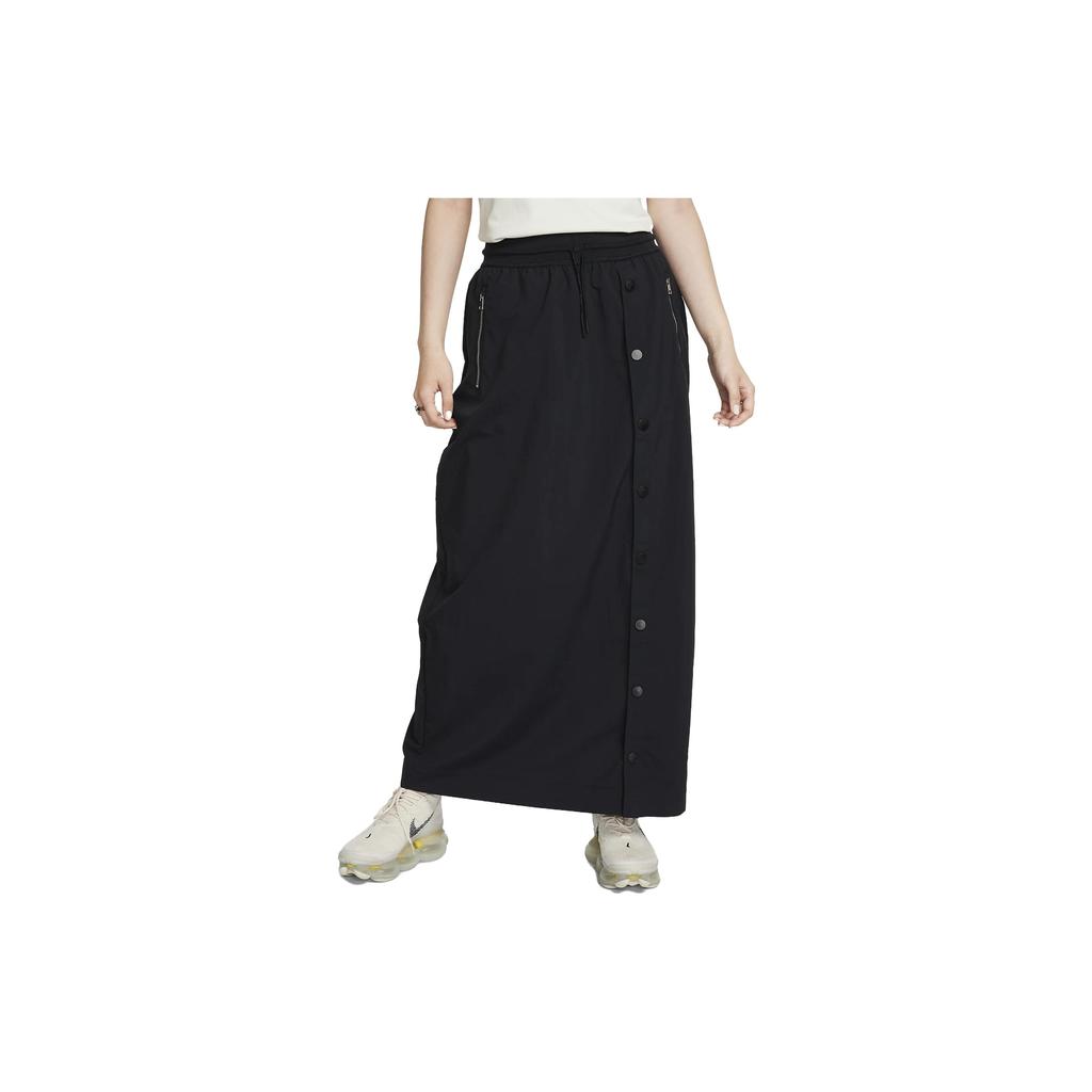 Nike Loose Solid Color High Waist Maxi Skirt Women Bottoms Black FB8355-010