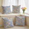 Soft Blue Peach Wildflower Cushion Cover Silky Short Plush Invisible Zipper Dustproof Sofa Pillow Case For Home Decor