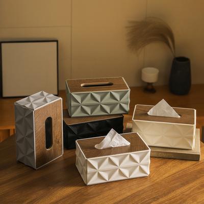 Taschentuchbox mit Holzdeckel, Wasserdichter Taschentuchhalter mit großem Fassungsvermögen, Schlichter Schreibtisch-Taschentuchspender für Zuhause und Büro