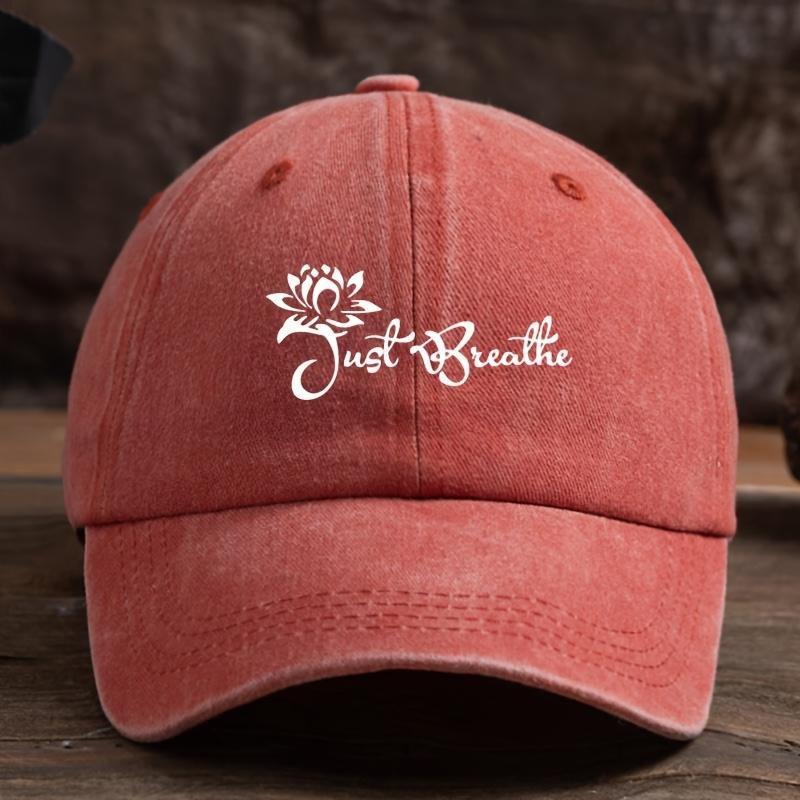 Lotus Just Breathe letter print baseball cap unisex outdoor fashion hat