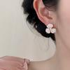 Zircon crystal flower stud earrings Korean sweet girl heart earrings fashion versatile temperament atmosphere earrings