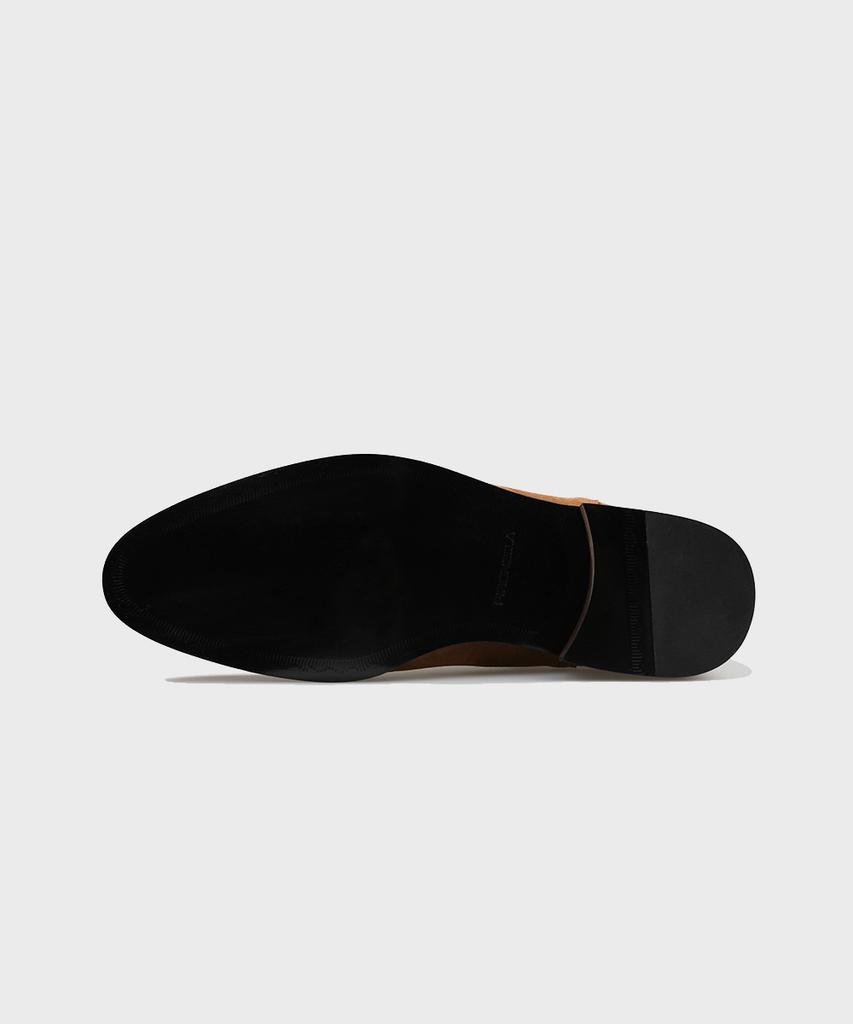 Firenze Atelier Slimline Black Sole Suede Chelsea Boots 3332-Qs [Mid Brown]