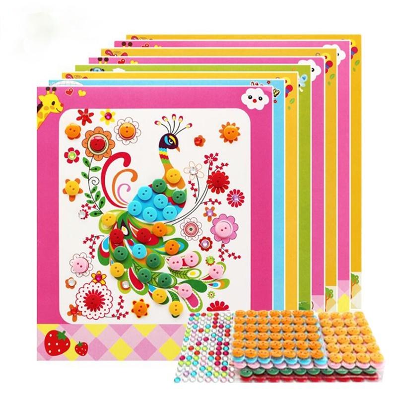 

12 шт./компл. детские наклейки на пуговицы «сделай сам», игрушки для рисования для детей, раннее обучение, ручная работа, школьная художественная игра, рисование, ремесло