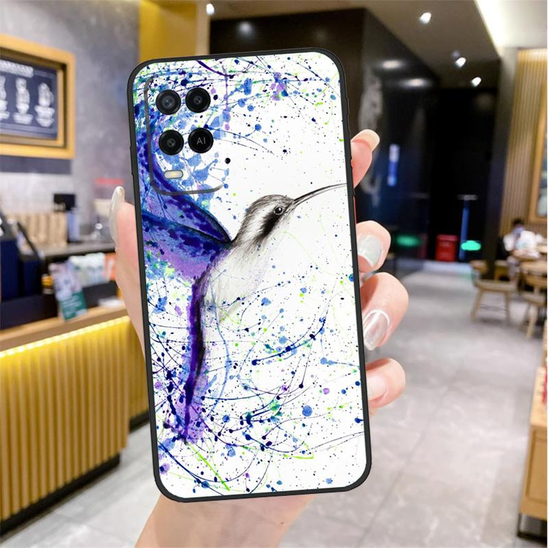 Kolibri och Blommor Fodral För Oppo A98 A18 A38 A58 A78 A60 A80 A40 A96 A76 A16 A94 A74 A54 A15 A17 A57 A77 A5 Pro