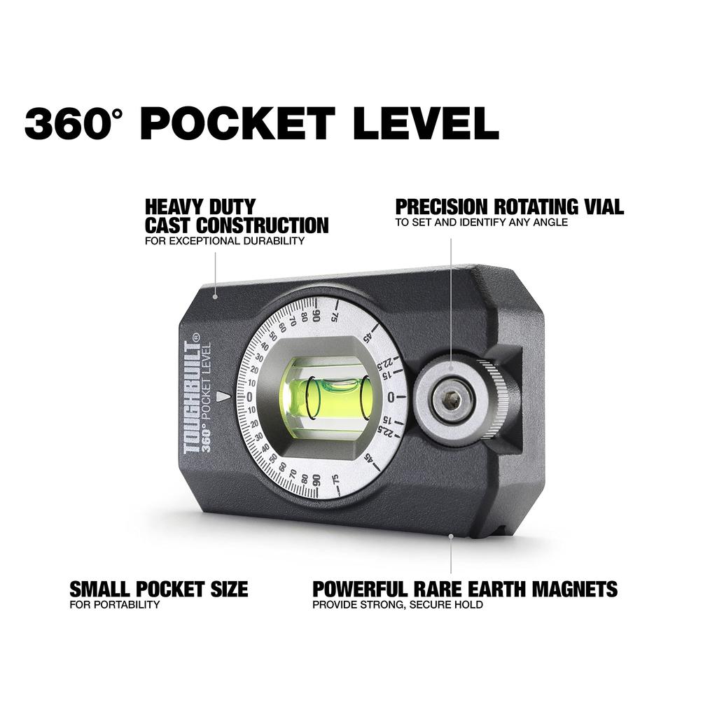 ToughBuilt 360 Degree Pocket Level - (TB-H2-L-4R) Black