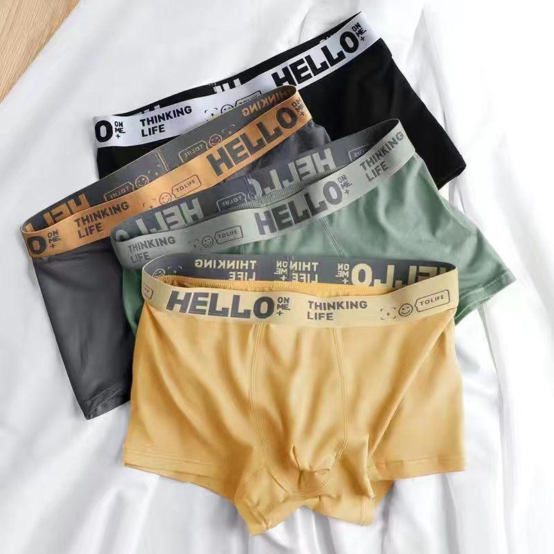 4ks Značkové pánské spodní prádlo Boxer Bavlna Písmeno Ropa Interior Hombre Pánské boxerky Cuecas Masculinas Pánské slipy Velikost M-3XL