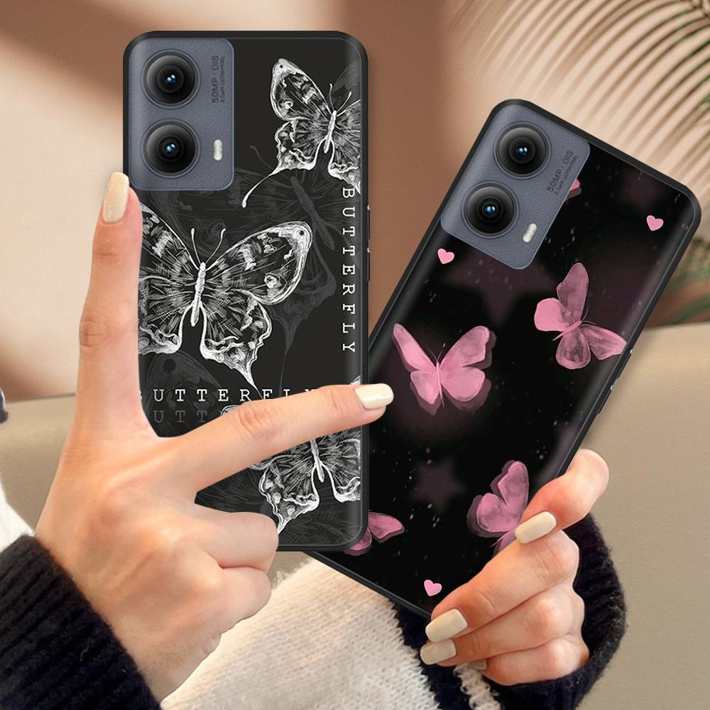 Silicone Casing For Motorola Edge 2024 Case Lovely Cartoon Soft TPU Black Cover For Moto Edge 2024 6.6" Shockproof Fundas Capa