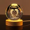 Popular Marine Ocean Animal 3D Laser Engraved Crystal Glass Ball Home Decoration LED Polished Carved 60 80mm Dolphin Whale Shark