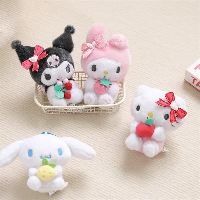 Hello Kitty Kuromi Melody Cinnamoroll Stuffed Toys Pendant Cute Plush Toys Keyring Anime Keychain Birthday Christmas Gift