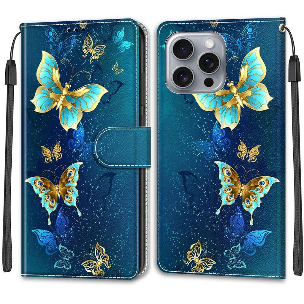 Luxury Painted Leather Case Wallet Book Style Protective Cover for Apple iPhone 16 15 14 13 12 11 Pro Max 16Pro 15Pro XR XS Max 7Plus 8Plus SE4