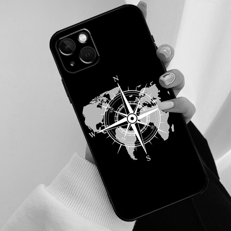 World Map Compass Nautical Phone Case For iPhone 11 12 13 14 15 16 Pro Max Mini X XR XS Max Plus Cover Funda