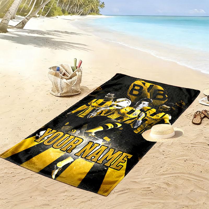Custom Borussia Dortmund Print Beach Towel, Large Soft Quick Dry Towel for Beach Camping Swimming