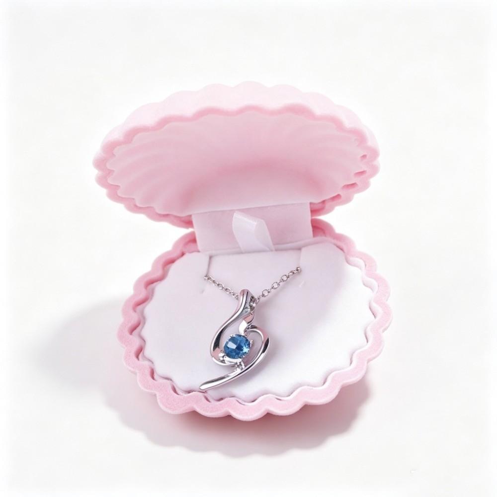 Muschelförmiges Design Muschelförmige Schmuckschatulle Flanellfutter Ring Ohrring Vitrine Hochzeitsgeschenk