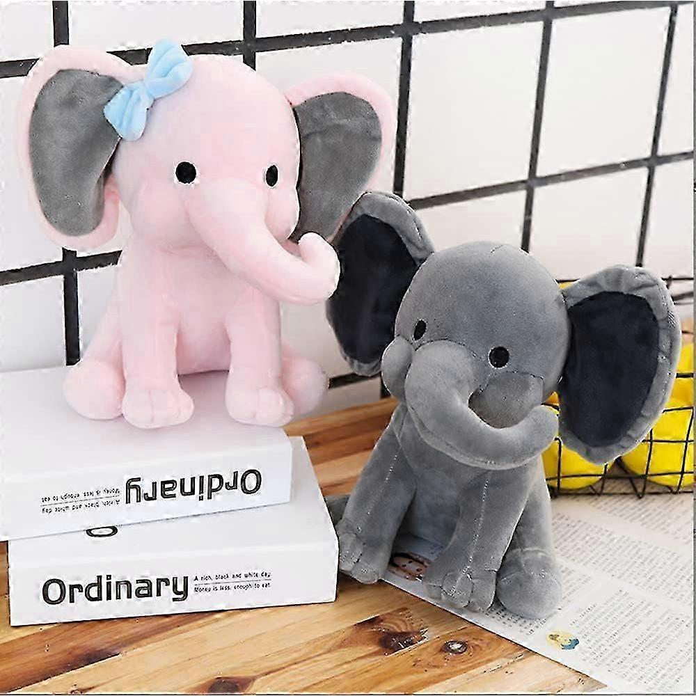 Elephant plush toy, kawaii baby toys for boys and girls, ideal for nursery, room decoration, 25 cm (pink)