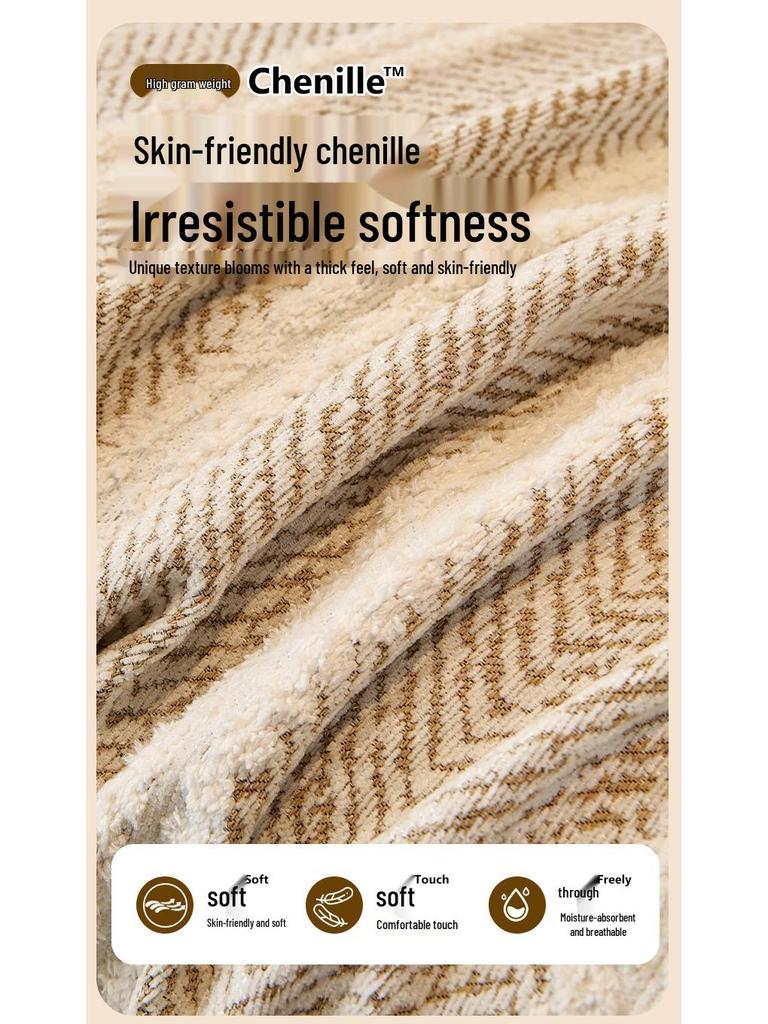 Mid-Century Minimalist Chenille Sofa Cover with Herringbone Pattern - Non-Slip, Universal Fit for Four Seasons