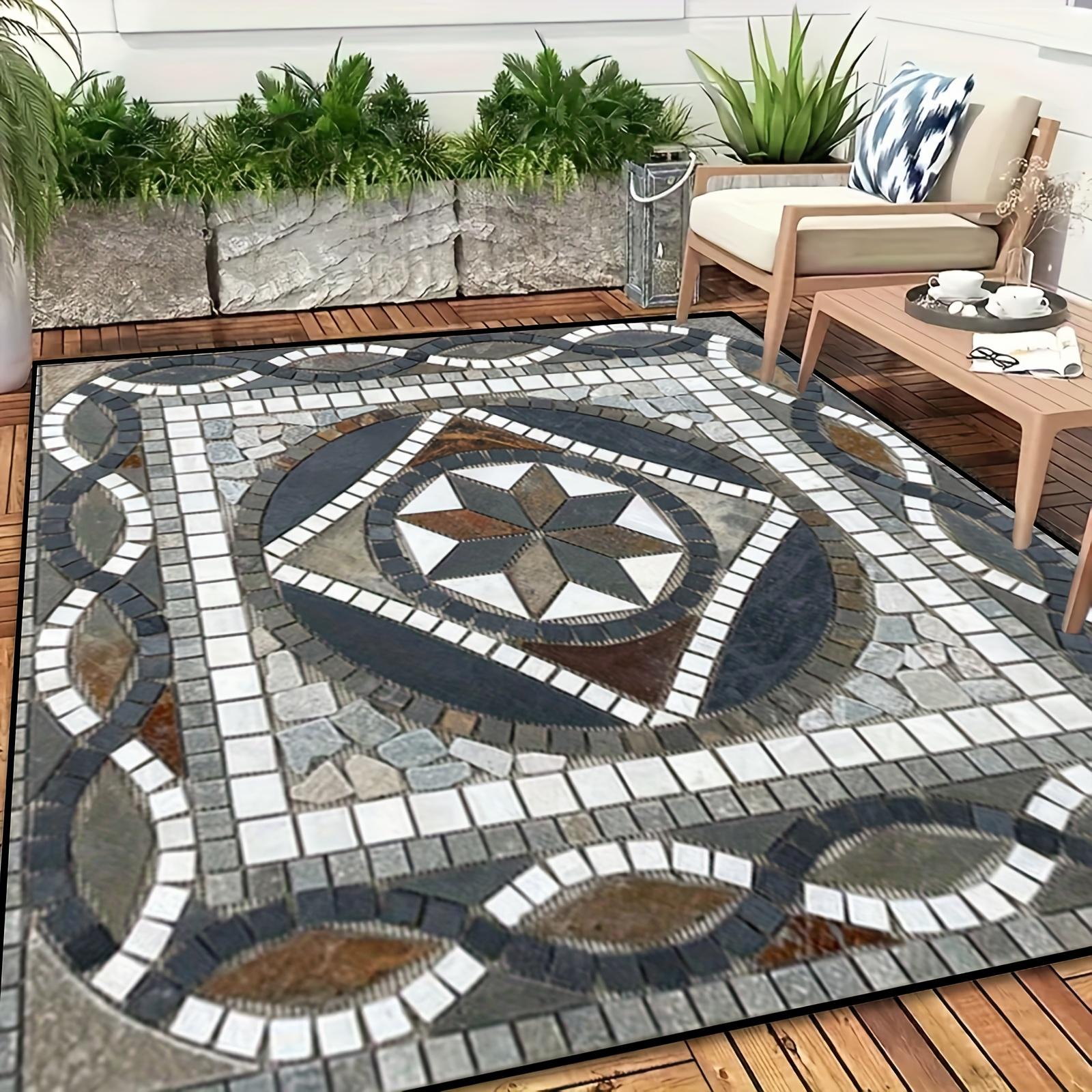 

1 шт. Классический коврик для улицы в персидском стиле с геометрическим узором из мрамора и золотого бриллиантового бархата, большая площадь, машинная стирка, полиэфирное волокно, мягкий коврик для сада, 80*120 cm （31.49*47.24