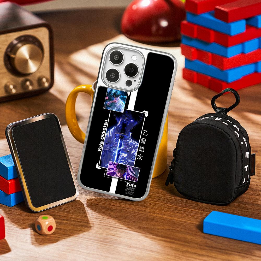 

Okkotsu yuta cool anime man poster Phone Case for iPhone 16 15 14 13 12 11 Pro Max Sheepskin Silver-edged protective case iPhone16ProMax