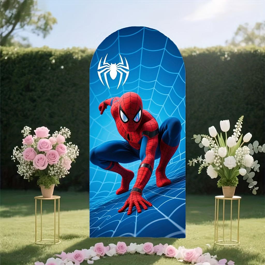 BEPAN Spiderman theme arched background customizable children's birthday party decoration background baby shower props stretch fabric