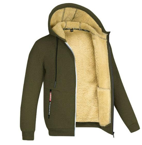 Men's Lamb Fleece Hoodie: Velvet-Lined, Thickened, Autumn/Winter, Casual Sportswear Jacket
