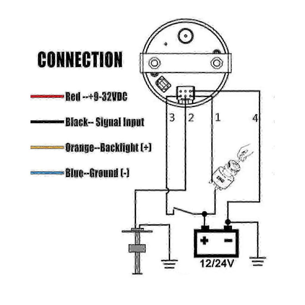 Fuel Level Gauge 0-90 Ohm for Car and Boat, Digital Tank Gauge with LED Display