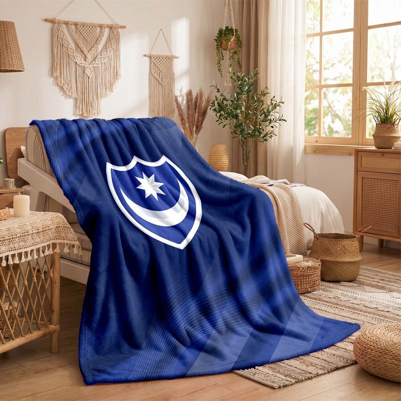 Coperta in Pile a Tema Portsmouth FC Morbida e Accogliente Coperta di Peluche per Camera da Letto Divano Viaggio