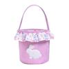 Reusable Fabric Easters Bucket Rabbit Print Decorative Bin Eggs Hunt Organizers Basket For Treats Storage Holiday Gifts