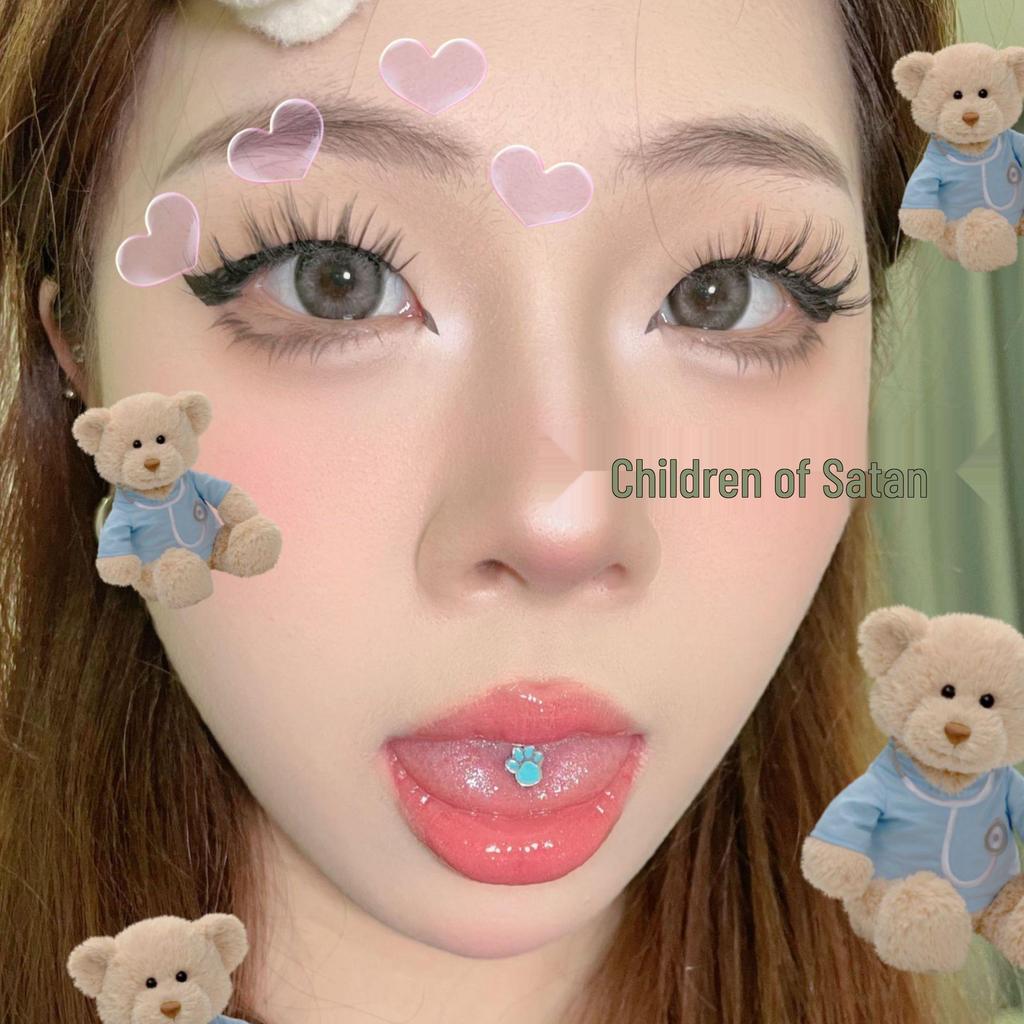 Söt titan tass tungpiercing: Söt & Kryddig Tjej Spiral Tungpiercing