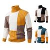 New Autumn Winter Color-blocking Turtleneck Sweater for Men Casual Fashion Sweater for Men