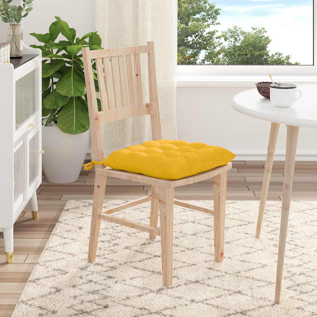 Seat Cushion Set 4 Pcs Light Yellow 40 X 40 X 6 Cm Cord Fabric
