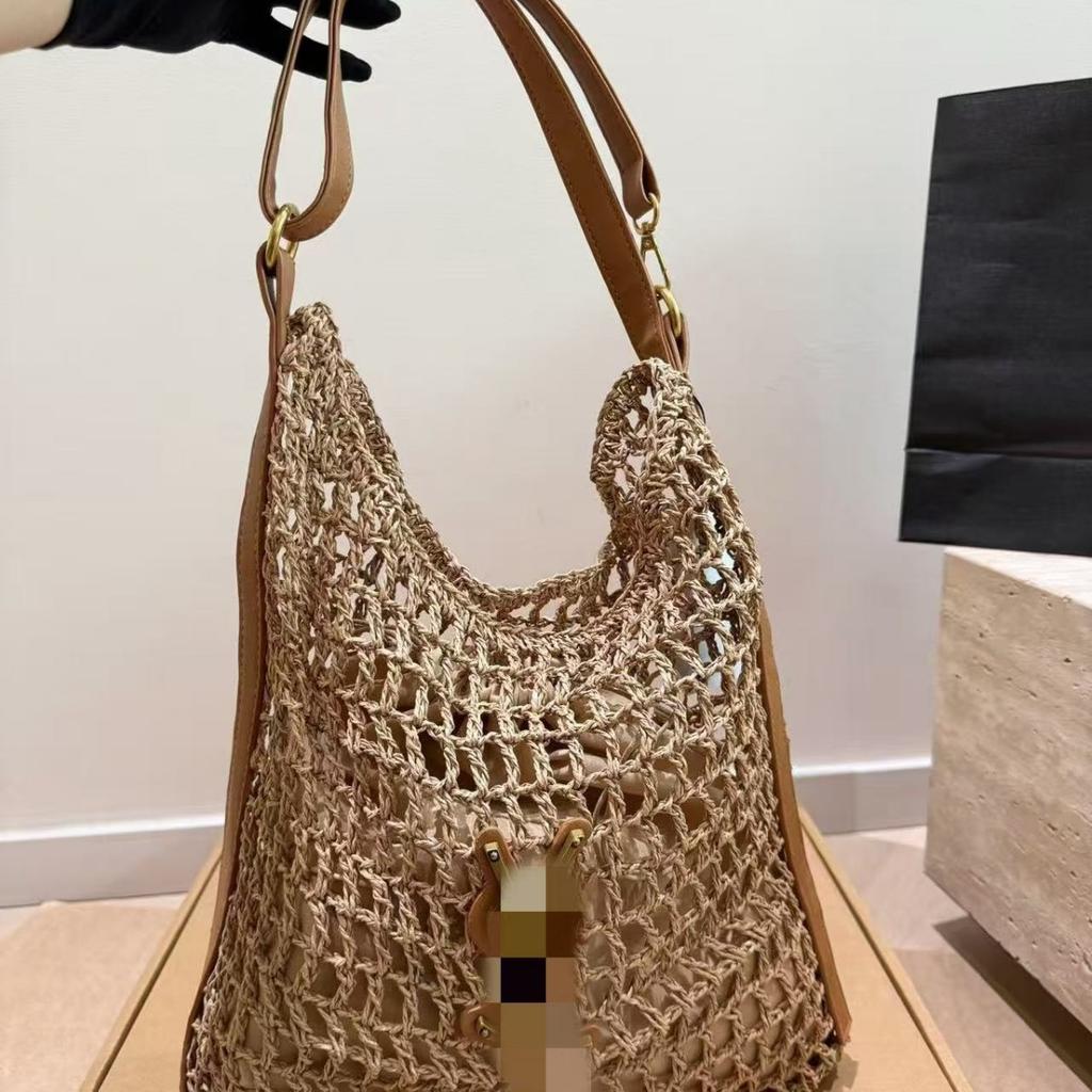 New Seaside Vacation Large-capacity Straw Woven Bag Women's Fashion Raffia Beach Bag Hollow Versatile Woven Bag