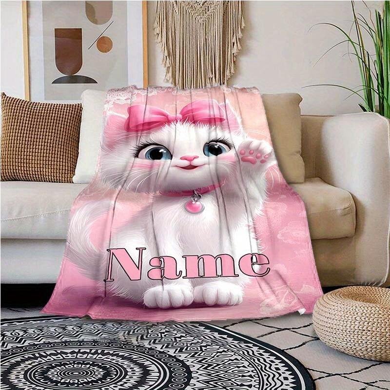 Beautiful Cat Customize Your Name Blanket Warm Comfortable And Soft Blankets Are Suitable For Home Chairs Office Sofas Sofas Office Camping And Gifts