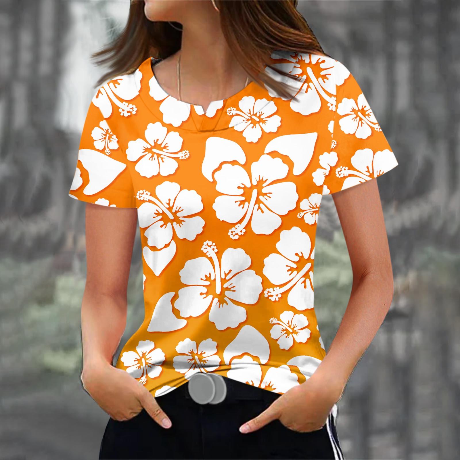 

Модные футболки для женщин, летние женские топы, 3D-принт с цветочным принтом, V-образный вырез, короткие рукава, женская футболка большого размера 2XL