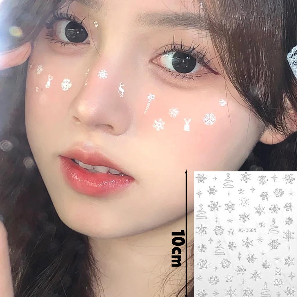White Snow Face Stickers DIY Temporary Tattoos  Nail Jewelry Diamonds Decoration Christmas Snowflake Eye Body Art Make Up