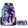 Fortnite Cartoon Backpack W/ Front Pocket & Pencil Case 2PCS - School Set for Boys Girls Age 5-8, Back To School Gift