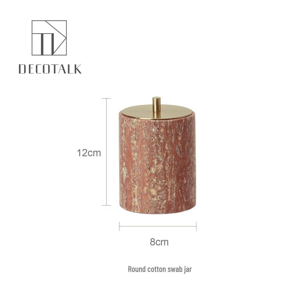 DecoTalk Wabi-sabi Red Travertine Bathroom Washbasin Set with Aromatherapy Tissue Box Tray