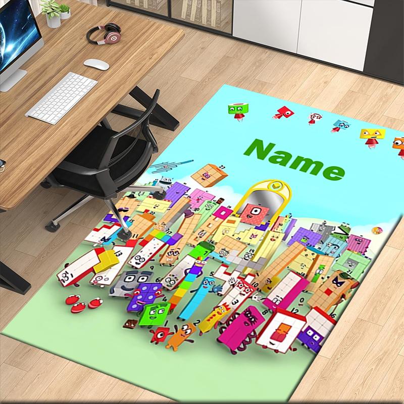 Tappeto Stampato Personalizzato con Name Numberblocks, per Sedia da Ufficio Soggiorno Camera da Letto Cucina Decorazioni Regali.