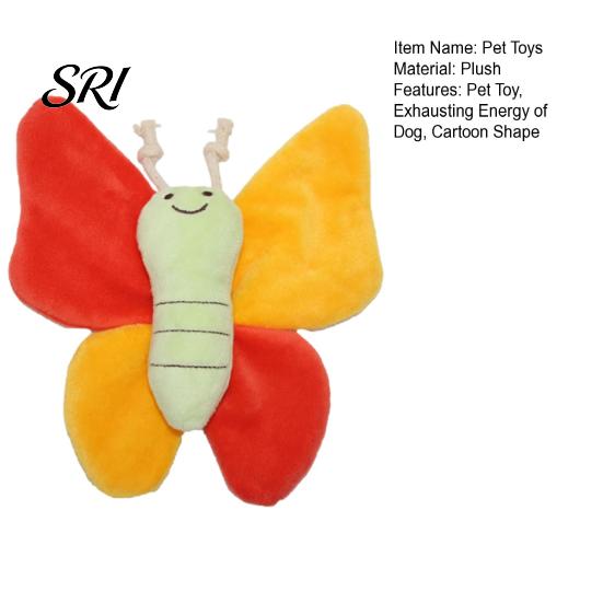 Sound Producing Dog Toy Pet Butterfly Shape with Sound-Producing Dual Plush Bite-Resistant Massages Gums Cleans Tartar Cute