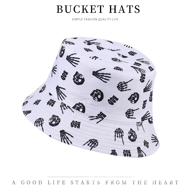 Trendy versatile sunshade sun hat summer double-sided pot hat printed bucket hat women