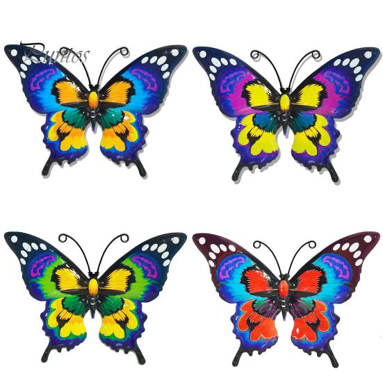 Metal Butterfly Wall Art Decor for Garden Yard Patio, Large Iron Whimsical Hanging Sculpture, Outdoor Fence Farmhouse Backyard Accents