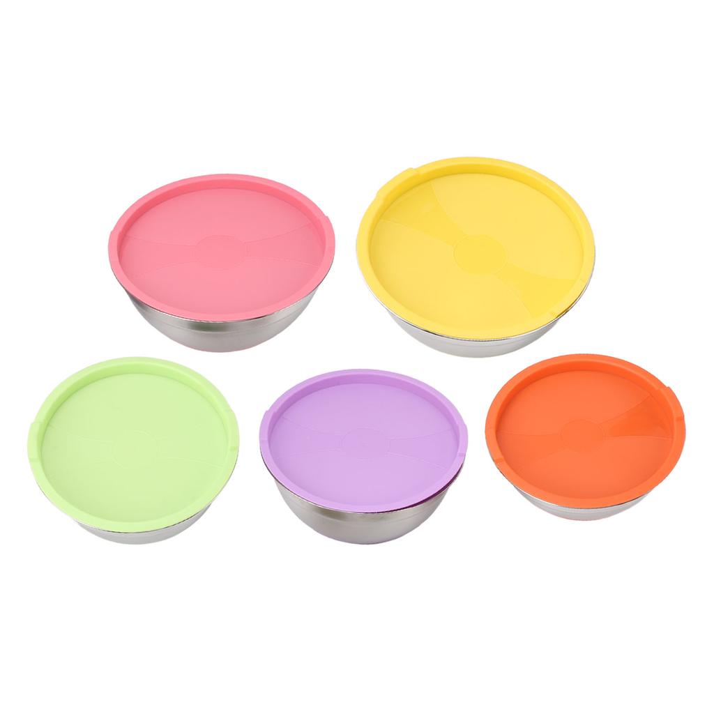 5pcs Mixing Bowls with Lids for Kitchen Stainless Steel Colorful Nesting Mixing Bowls for Baking