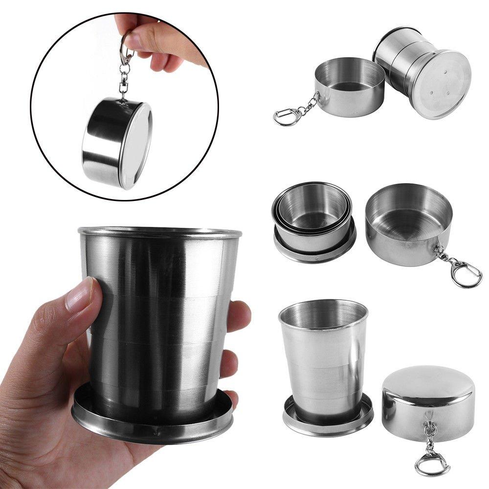 Food Grade Stainless Steel Telescopic Cup Travel Lightweight Outdoor Use Folding Cup Lightweight Extendable Water Cup Metal Wine Glass