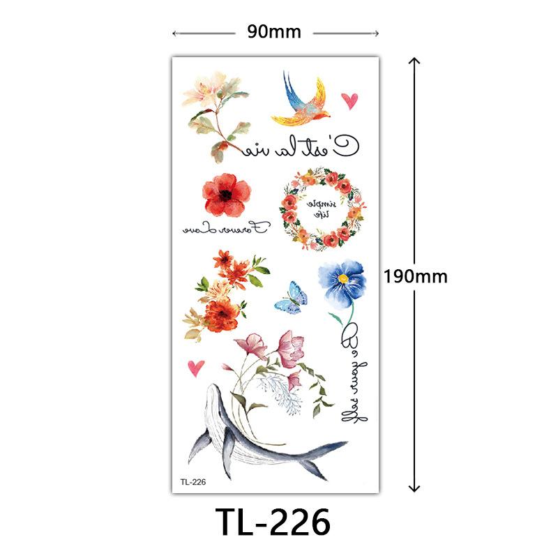 Flower Tattoo Stickers, Color Sketch Tattoo Stickers, English Letters, Wedding Photography Tattoo