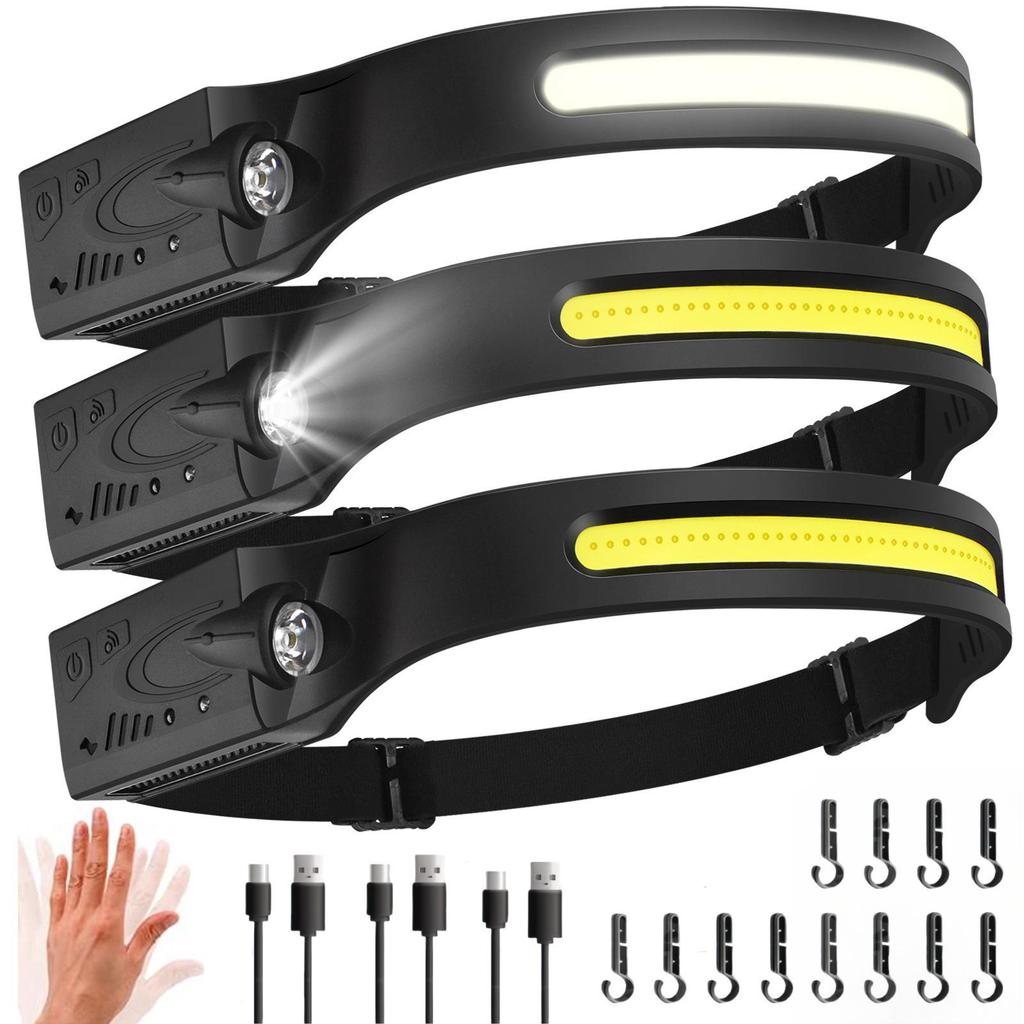USB Rechargeable LED Headlamp for Cycling & Night Running - High-Intensity, Cross-Border Wave-Sensing